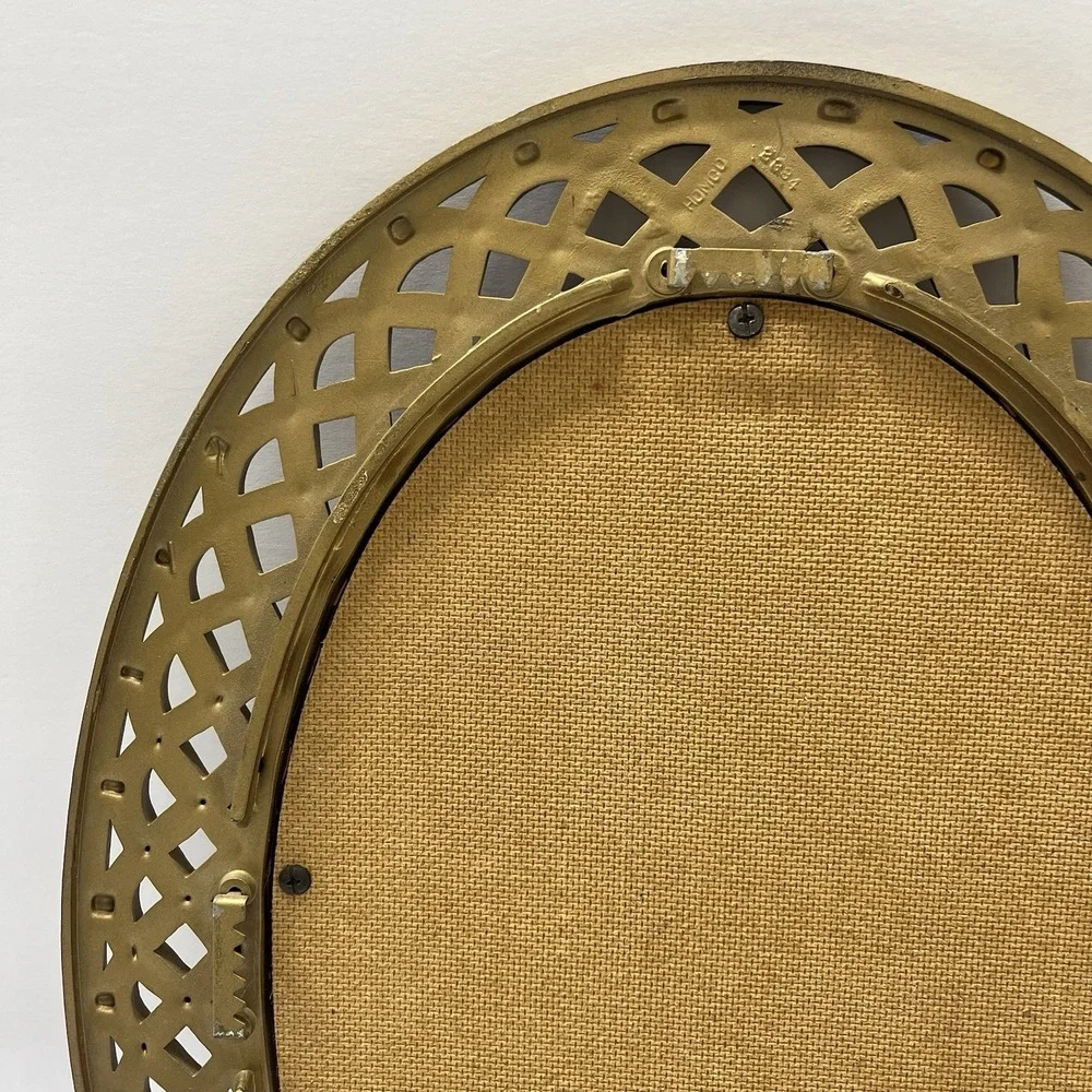 Vintage Homeco Mirror Faux Gold Braided Lattice Plastic Frame 16.5x12.5